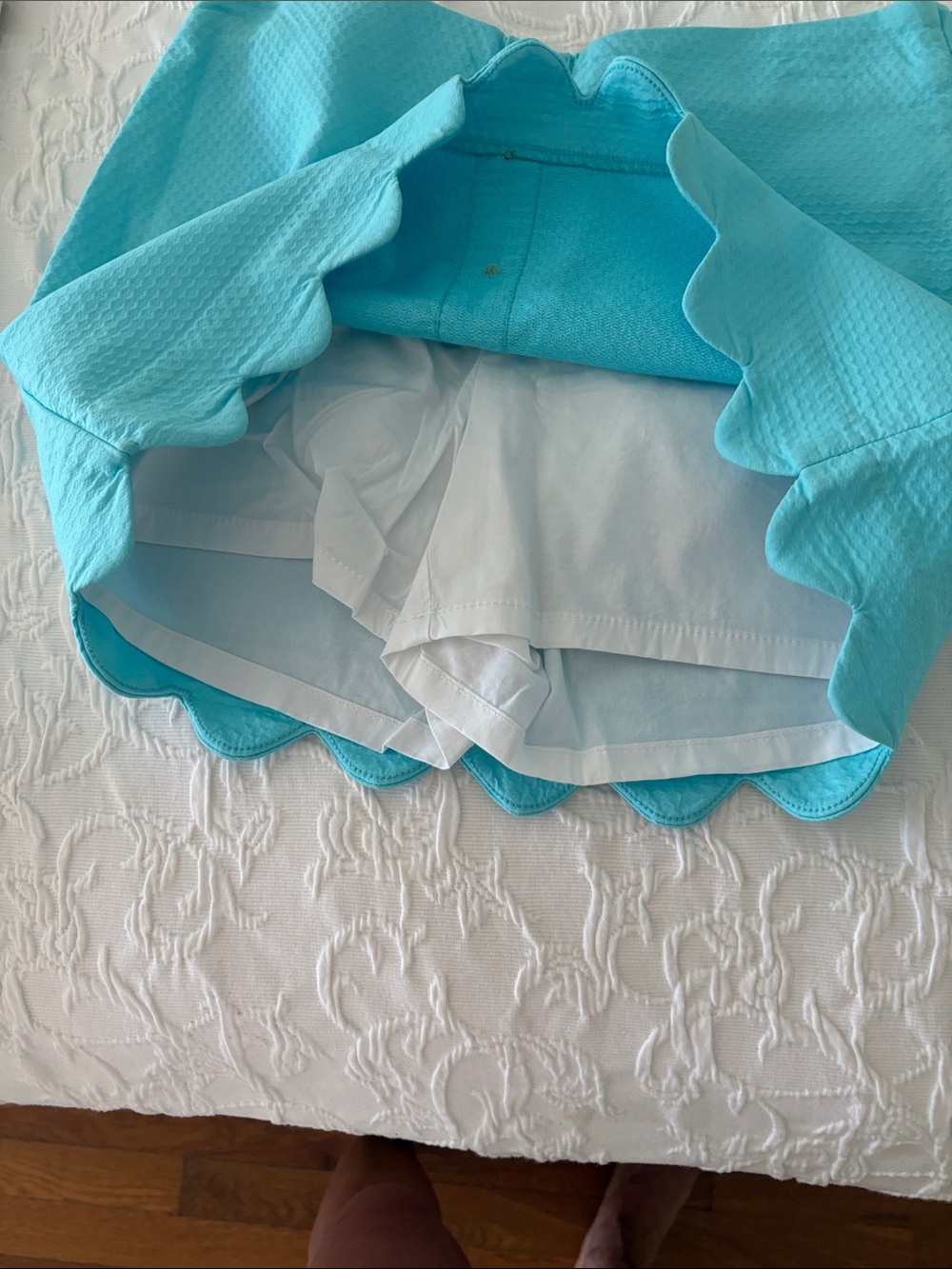 Lilly Pulitzer Turquoise Scalloped-Hem Button Front Skort - Picture 6 of 6
